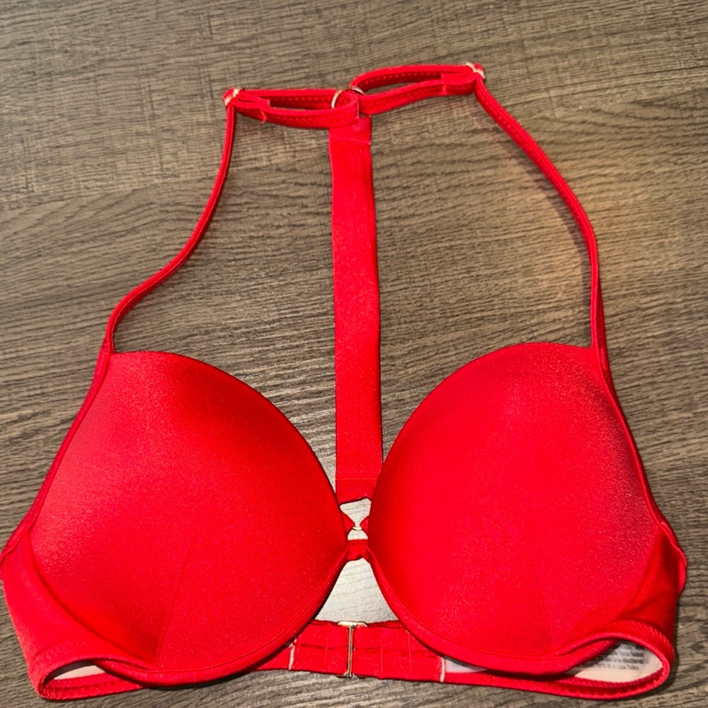Victoria's Secret Shine Strap Malibu Fabulous Push Up Swim Top Bra 32D Red